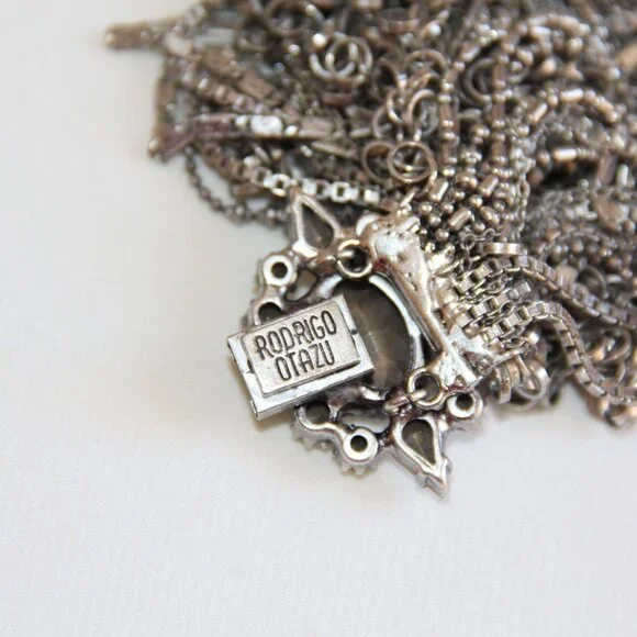 RARE Rodrigo Otazu Crystal Silver Statement Necklace - Picture 11 of 16